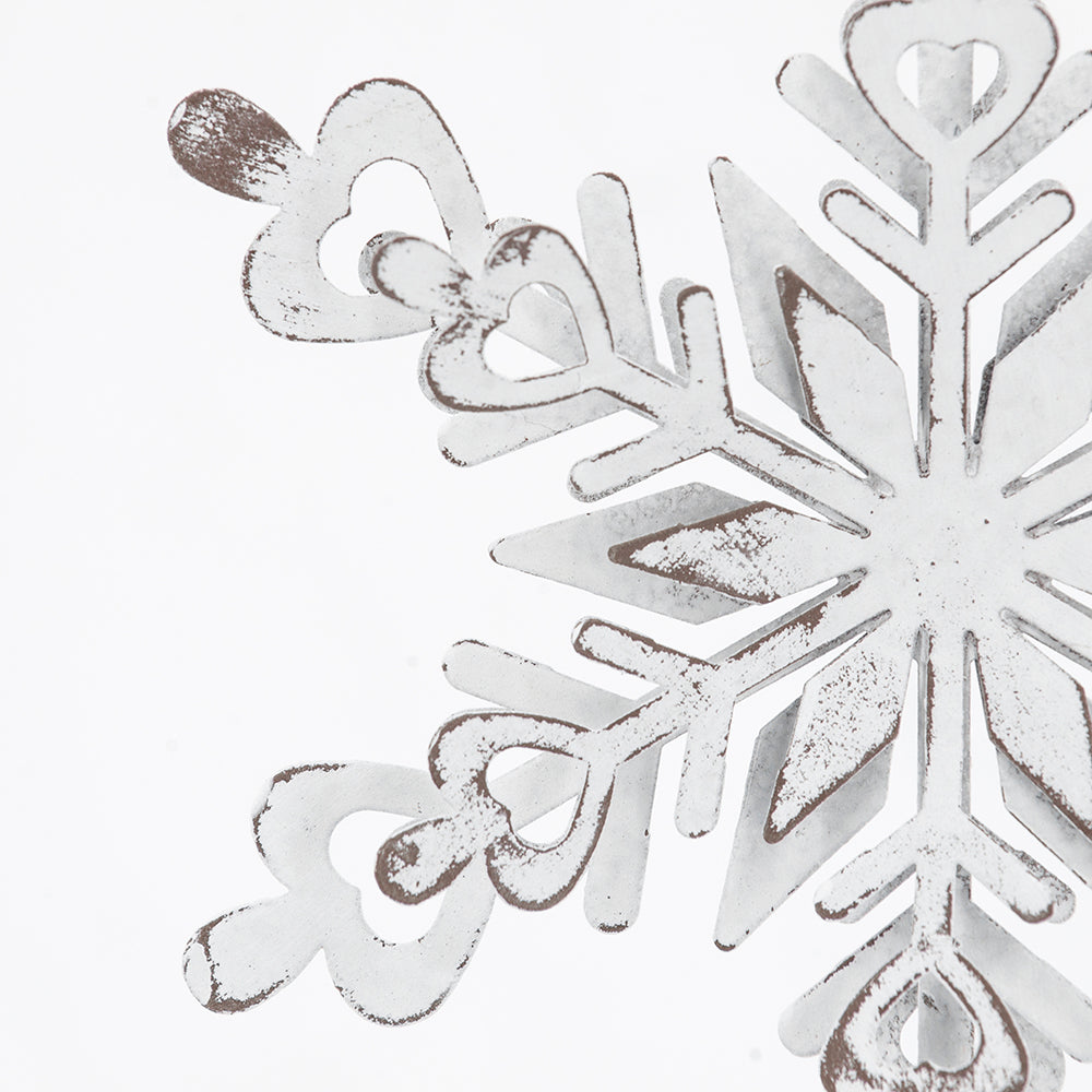 6.3X1.8X6.7" Iron Snowflake Hanger, Decorative Hanging Ball Christmas Tree Ornaments For Holiday Party Decorations, Set Of 6 White Iron