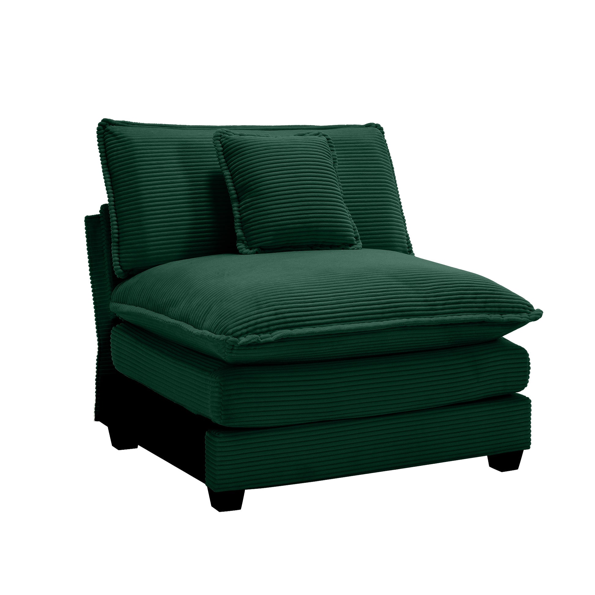 Armless Deep Seat Corduroy Single Sofa, Can Be Used With Combined With Alternative Armrest And Combined With Alrmess 2 Seater Sofas ,Green Corduroy Fabric Green Corduroy 1 Seat