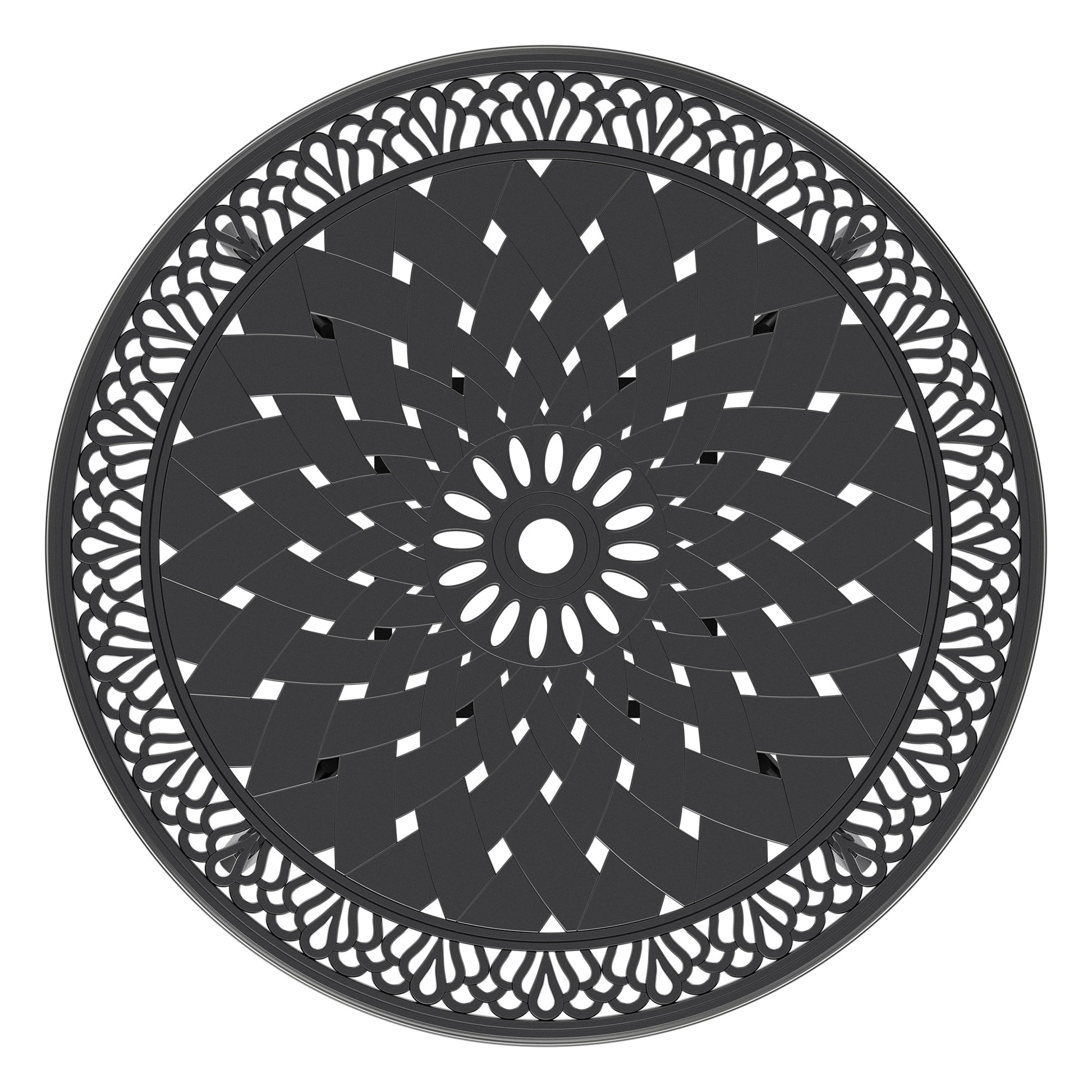 Cushions In Random Colors 3 Piece Set Of Cast Aluminum Patio Furniture With Cushions Yes Dining Set Black Seats 2 Rust Resistant Frame Water Resistant Cushion Garden & Outdoor Complete Patio Sets Aluminium