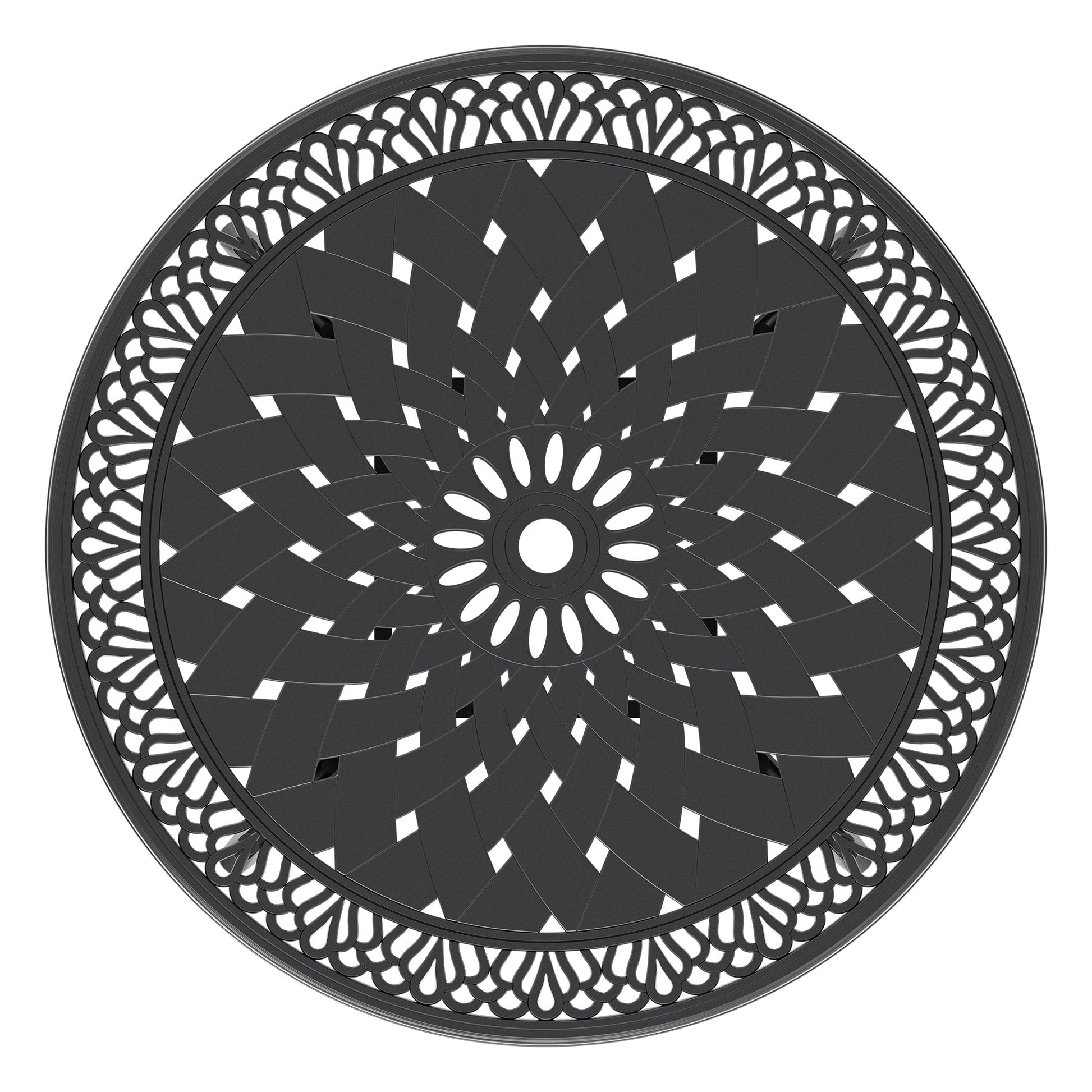 Cushions In Random Colors 3 Piece Set Of Cast Aluminum Patio Furniture With Cushions Yes Dining Set Black Seats 4 Rust Resistant Frame Water Resistant Cushion Garden & Outdoor Complete Patio Sets Aluminium