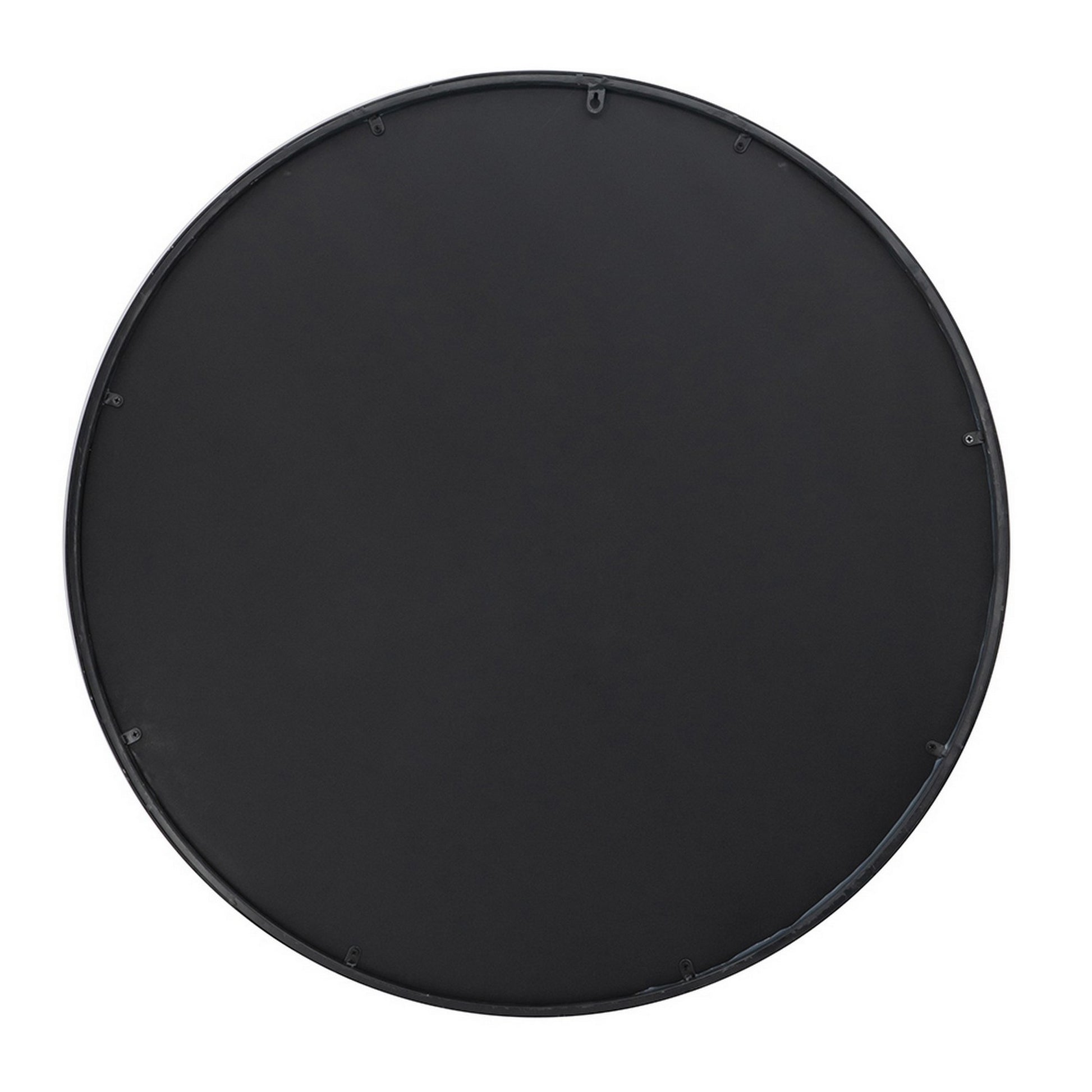 Elk 36 Inch Accent Wall Mirror, Antique Black Round Metal Frame, Baroque Black Iron