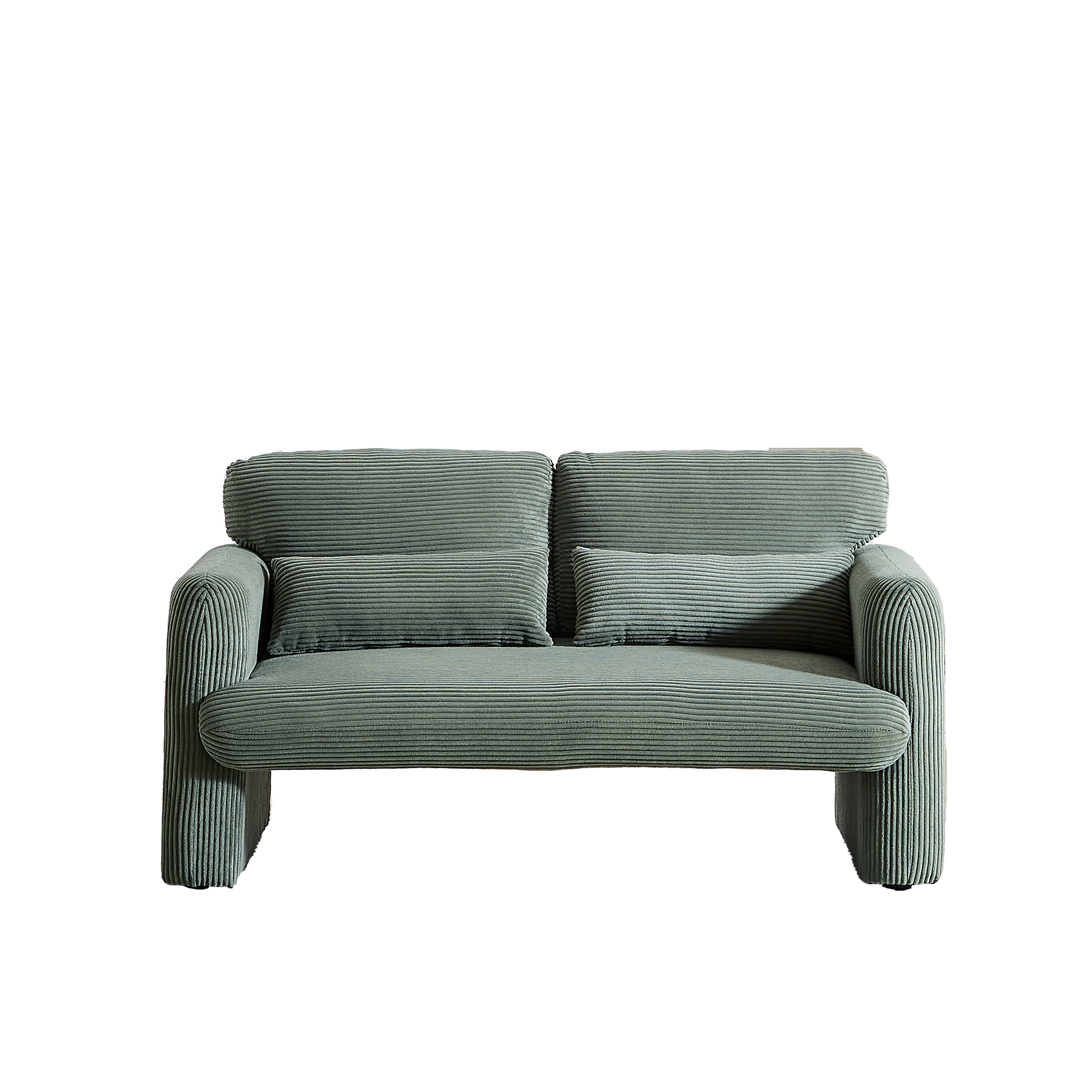 Two 60"Corduroy Fabric Sofa With 33" Single Sofa, Modern Sofa With Support Pillow, For Apartment, Office, Living Room & Bedroom Green Corduroy 5 Seat