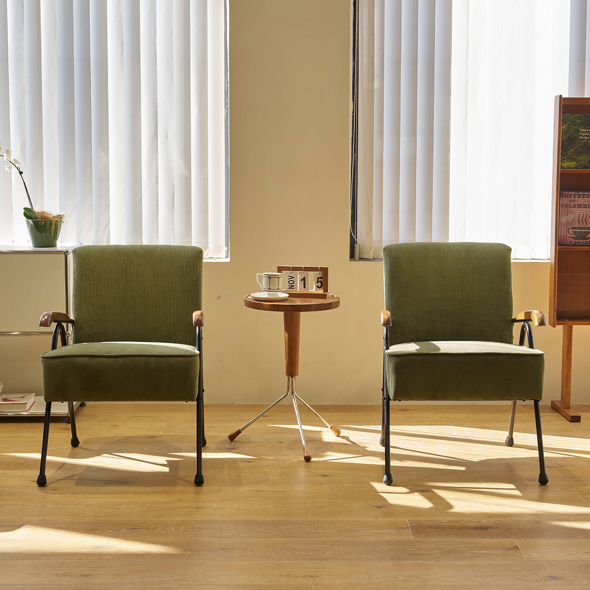 Pattern Colorful Fabric Armchair, Modern Accent Chair High Back, Living Room Chairs With Metal Legs And Soft Padded, Sofa Chairs For Home Office,Bedroom,Dining Room Green Corduroy