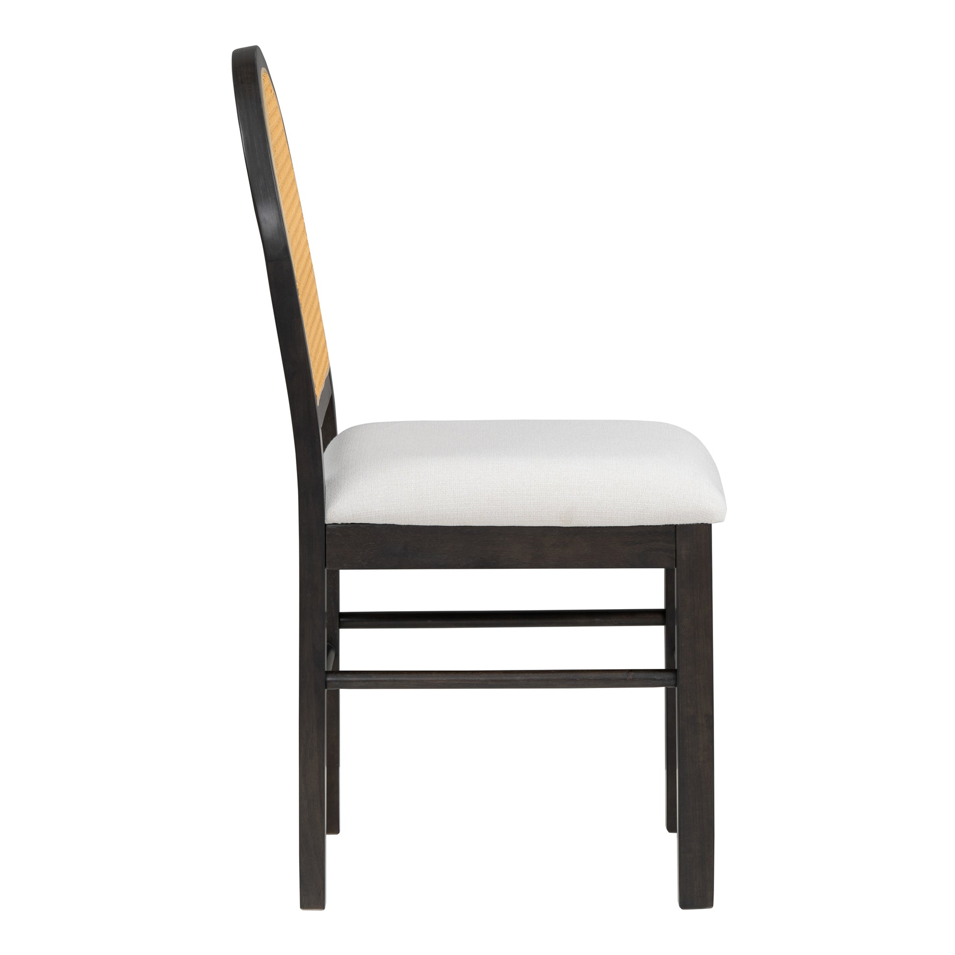 5 Piece Retro Functional Dining Set With 1 Extendable Dining Table And 4 Upholstered Chairs With Rattan Backrests For Dining Room And Kitchen Espresso Espresso Solid Wood Mdf