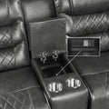 Luxurious Living Room Furniture 2Pc Reclining Sofa Set Grayfaux Leather Upholstery Center Drop Down Cup Holders, Power Outlets, Usb Ports, Diamond Pattern Stitching Gray Faux Leather Wood Primary Living Space Luxury,Modern Solid Wood 5 Seat
