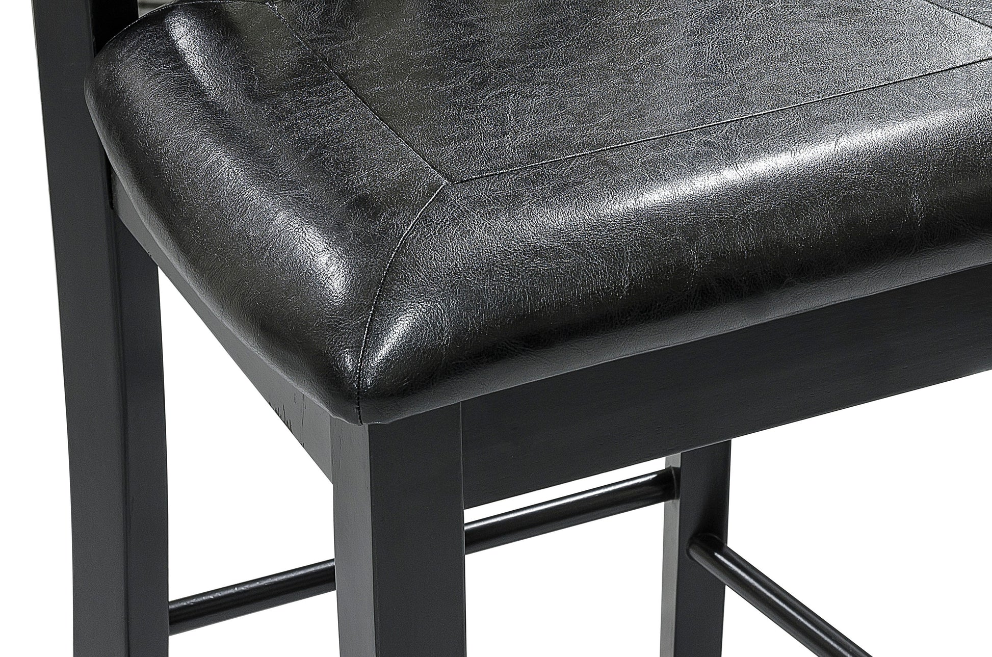 Black Finish 5Pc Counter Height Set Dining Counter Height Table With Lower Shelves And 4X Chairs Set Faux Leather Upholstered Kitchen Dining Furniture Wood Wood Black Seats 4 Wood Dining Room 4 Leg Square Dining Table With Chair Wood