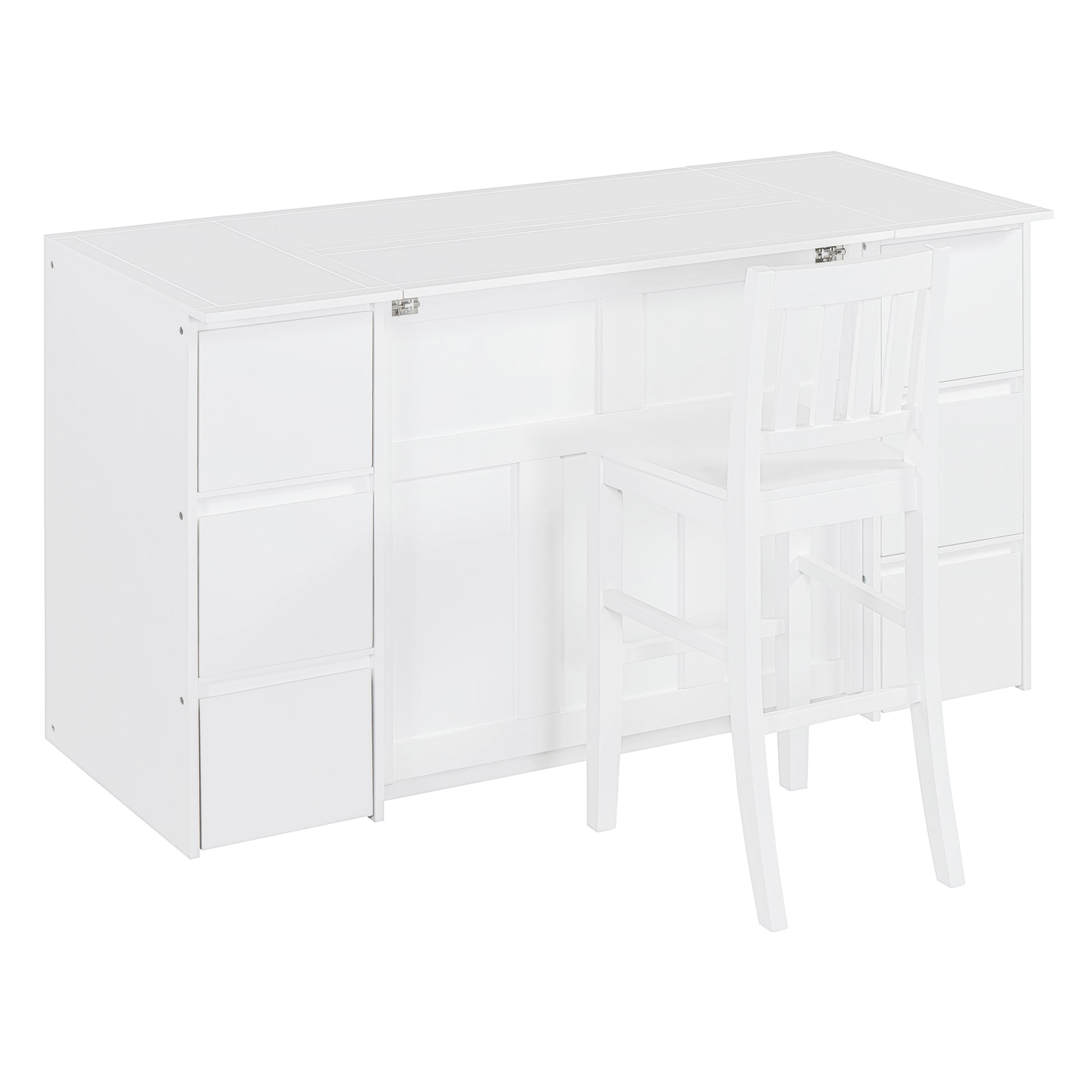 Twin Size Murphy Bed With Drawers, Cabinets And Usb Ports,White Twin White Mdf Lvl