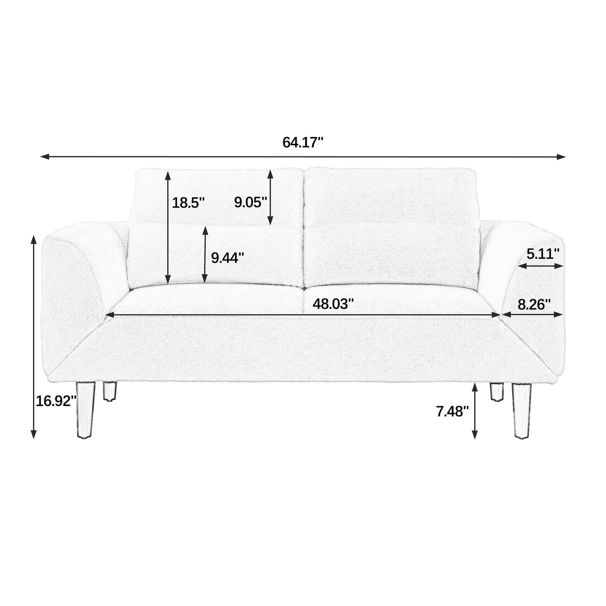 Convertible Futon Sofa Bed, Comfy Loveseat Sleeper Sofa With Adjustable Armrest, Strengthen Wood, Thick Padded Cushion, Small 2 Seater Couch For Living Room, Bedroom, Grey Grey Foam 2 Seat
