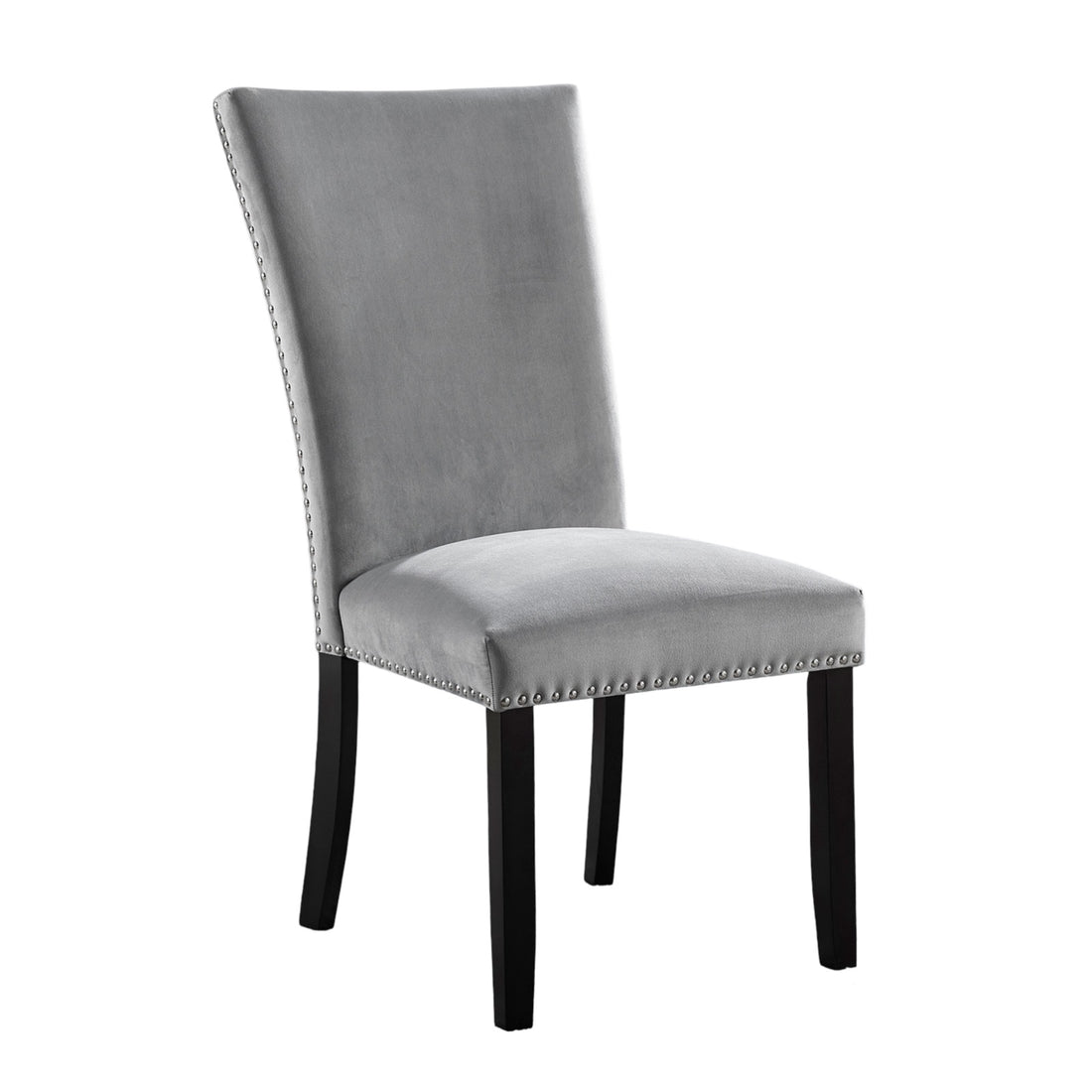 Attractive Set Of 2Pc Side Chairs Dining Room Furniture Gray Flannelette Seat Trim Kitchen Breakfast Black,Light Gray Dining Room Modern,Transitional Dining Chairs Rubberwood Solid Back Set Of 2