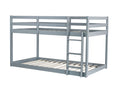 Solid Woodensolid Rubber Wooden Twin Over Twin Loft Bed With Ladder ,Upper And Bottom Bed Platforms Crafted With Strengthened Slats ,Grey Twin Grey Rubber Wood