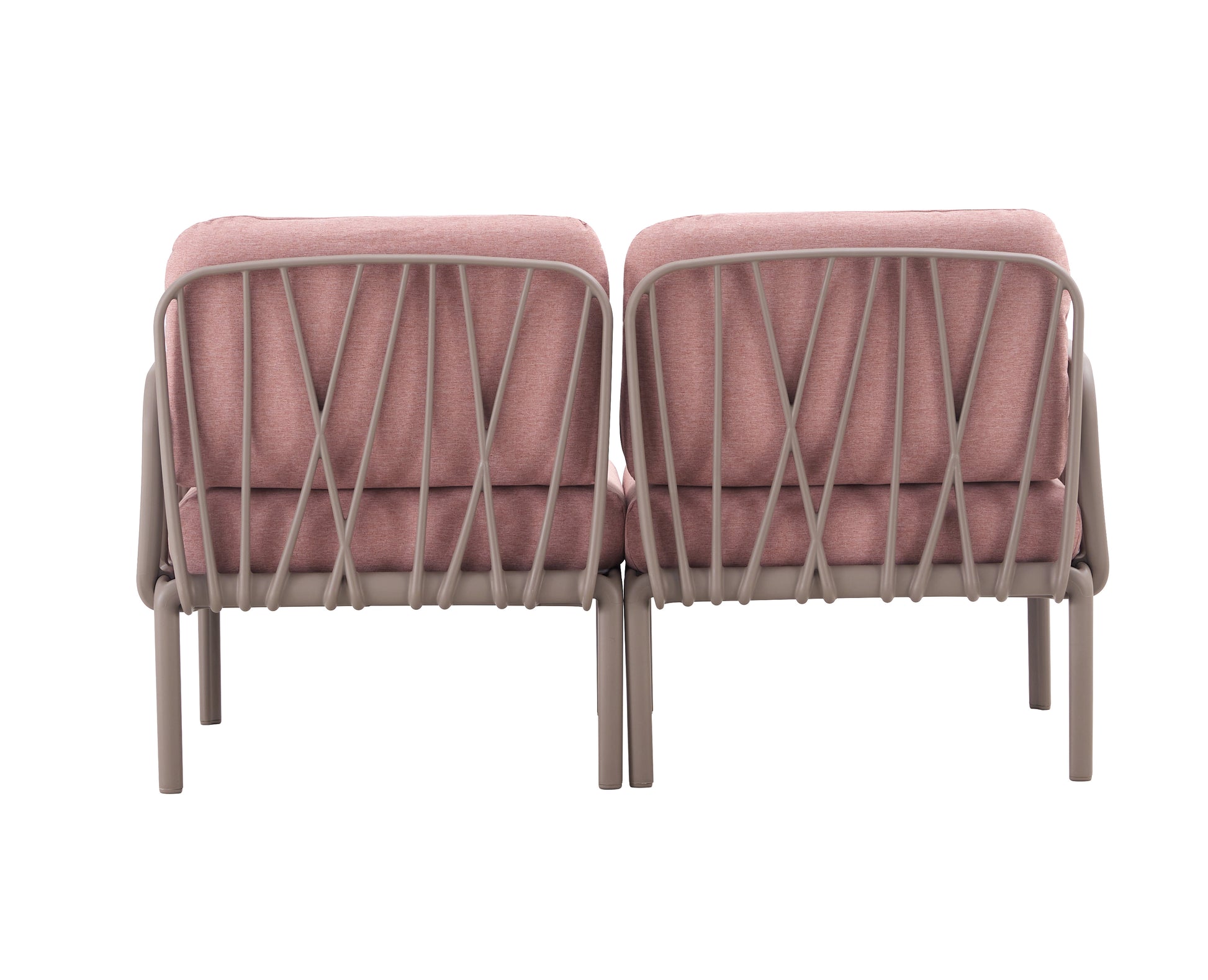 Patio Indoor Outdoor Garden Twin Sofa Armchairs Plastic With Soft Cushion Weather Waterproof Chair Sectional Furniture For Balcony Garden Pool Lawn Backyard Morden Design Sitting Room Seat Sofa Pink Fabric Plastic