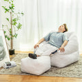 Bean Bag Chair With Filler, Bean Bag Sofa With Tufted Soft Stuffed Filling, Fluffy And Lazy Sofa, Comfy Cozy Beanbag Chairs With Memory Foam For Dorm, Apartment, Living Room White Primary Living Space Soft Casual,Modern Foam Teddy