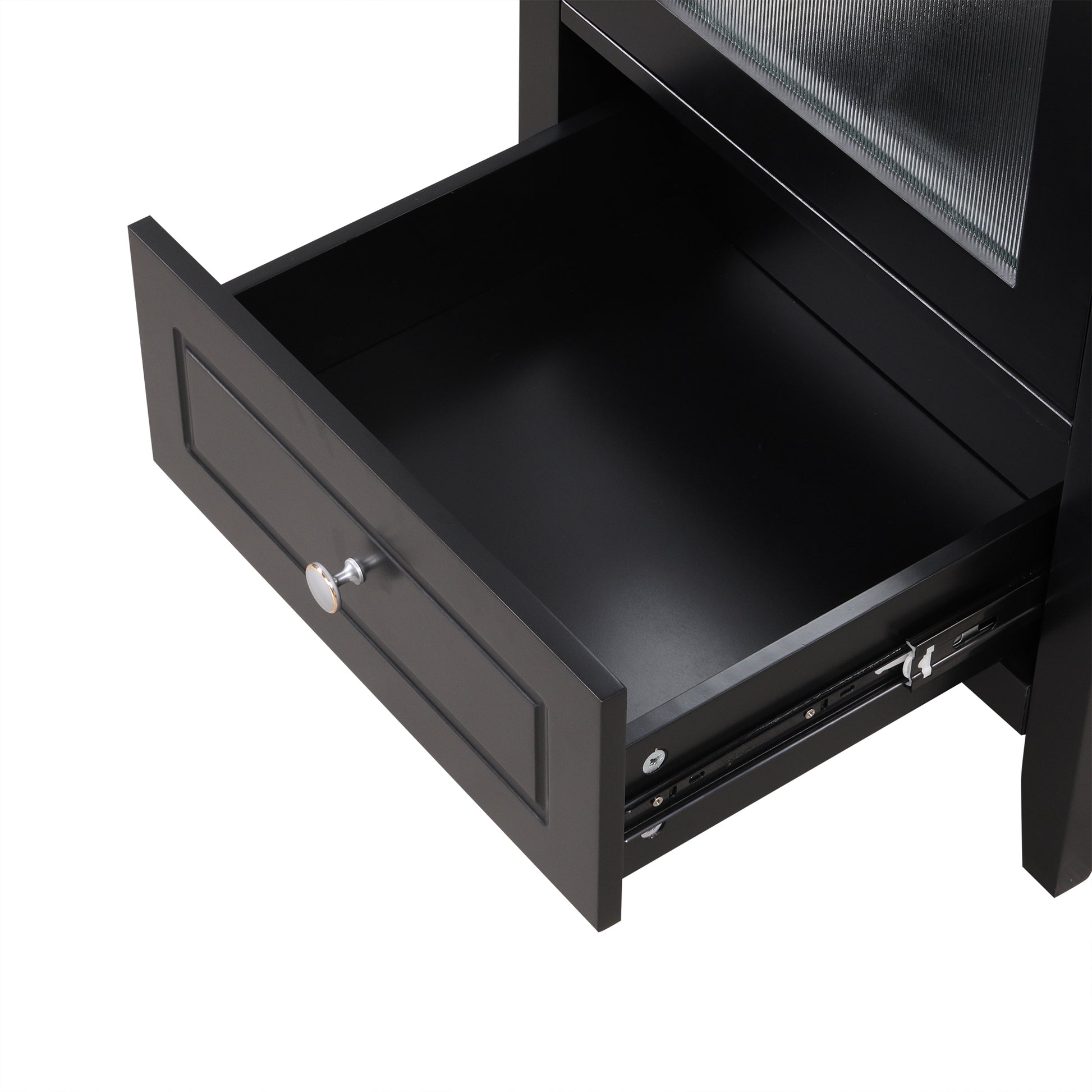 20" Bathroom Vanity With Sink, Bathroom Cabinet With Soft Closing Glass Door, A Drawer, Black Black Mdf