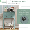 Narrow Console Table, Slim Sofa Table With Three Storage Drawers And Bottom Shelf Light Blue Light Blue Solid Wood Mdf