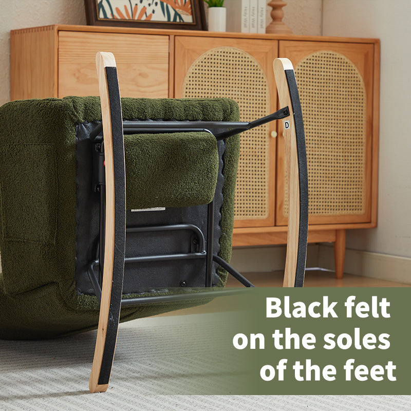 Modern Nursery Rocking Chair, Upholstered Glider Chair With High Backrest, Rocker Accent Armchair With Solid Wood Legs For Nursery Bedroom Living Room Drak Green Dark Green Teddy