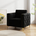 Accent Chair For Living Room Upholstered Arm Chair With Metal Legs Velvet Black Black Foam Fabric