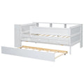 Multi Functional Twin Daybed With Drawers And Trundle, Headboard Storage And Tables, Usb Charging Station, White Box Spring Not Required Twin White Wood Daybeds Pine