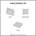 4 Piece Jacquard Quilt Set With Throw Pillow Navy King Cal King King Navy Polyester