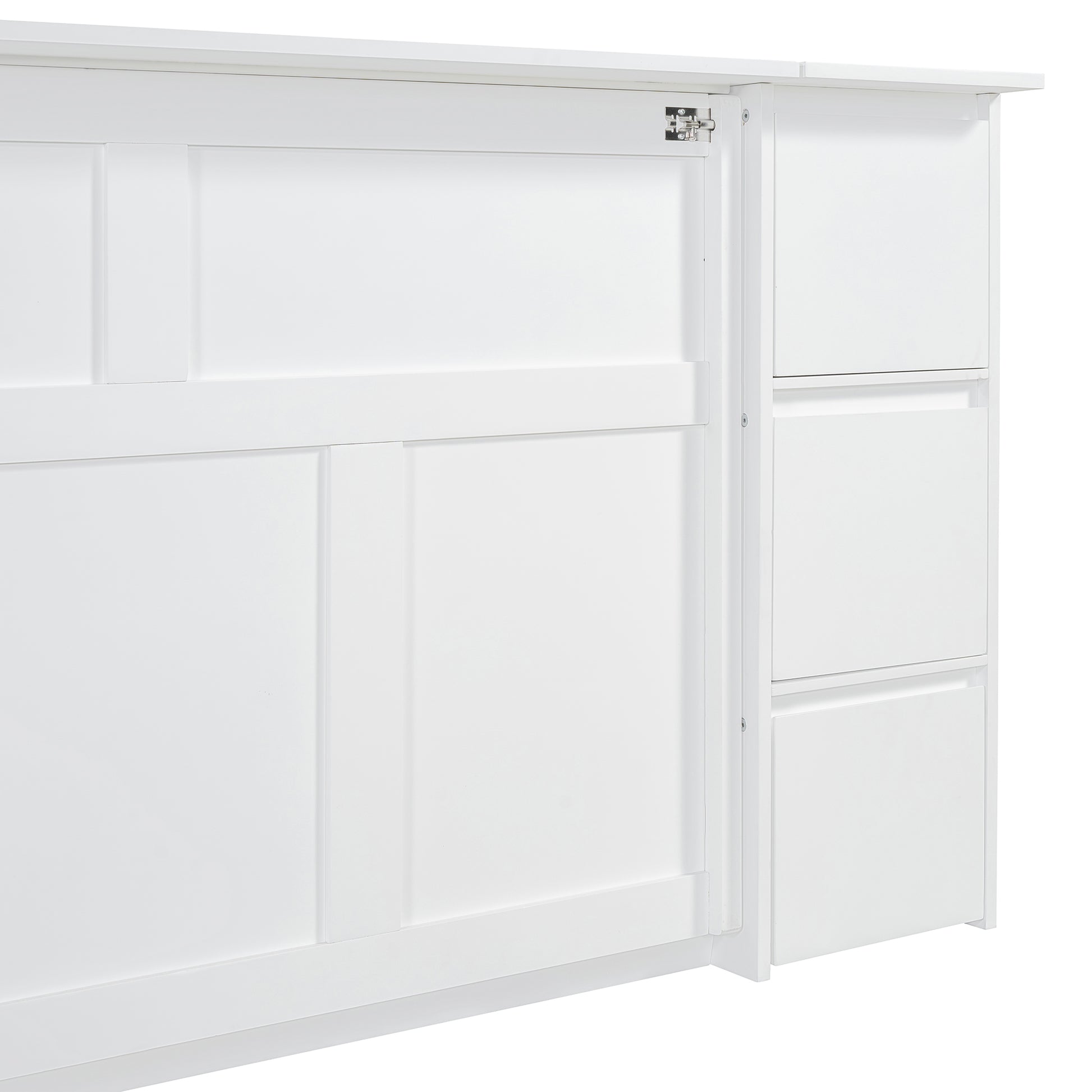 Full Size Murphy Bed With Drawers, Cabinets And Usb Ports,White Full White Mdf Lvl