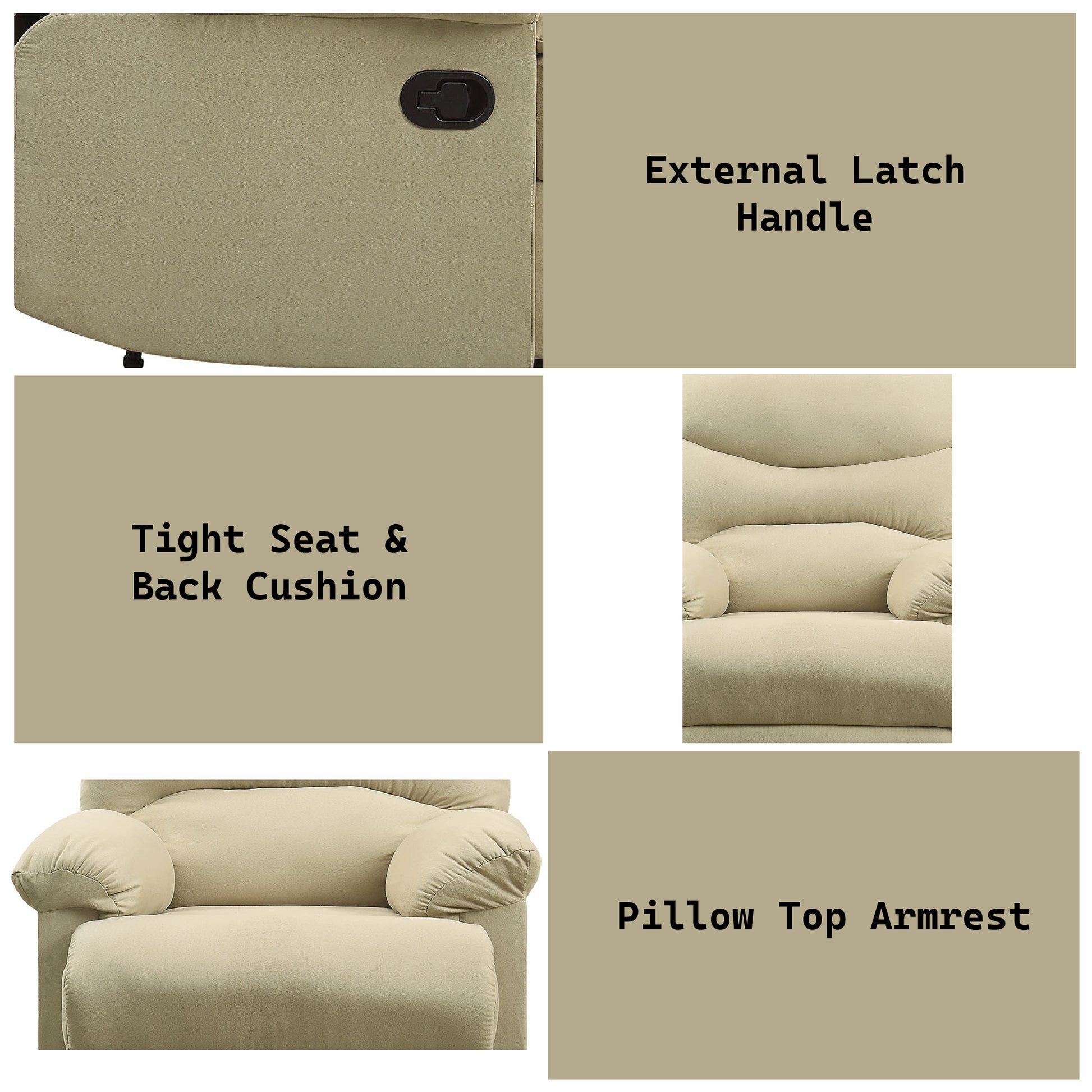 Arcadia Beige Microfiber Motion Recliner Beige Microfiber