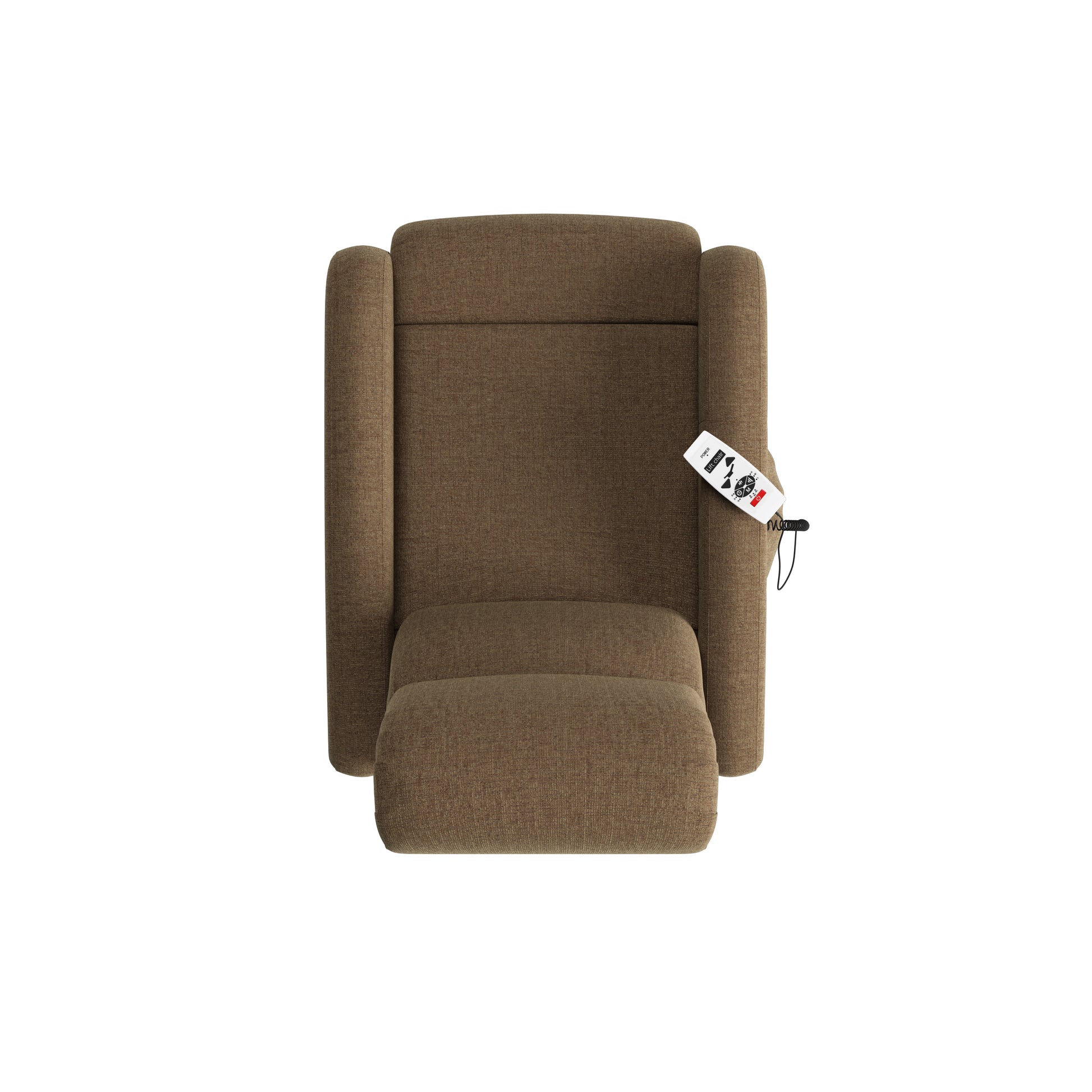 The Chestnut Recliner Brown Polyester Power Remote Wood Soft Cushion Back Push Button Fiber Foam Pads Polyester