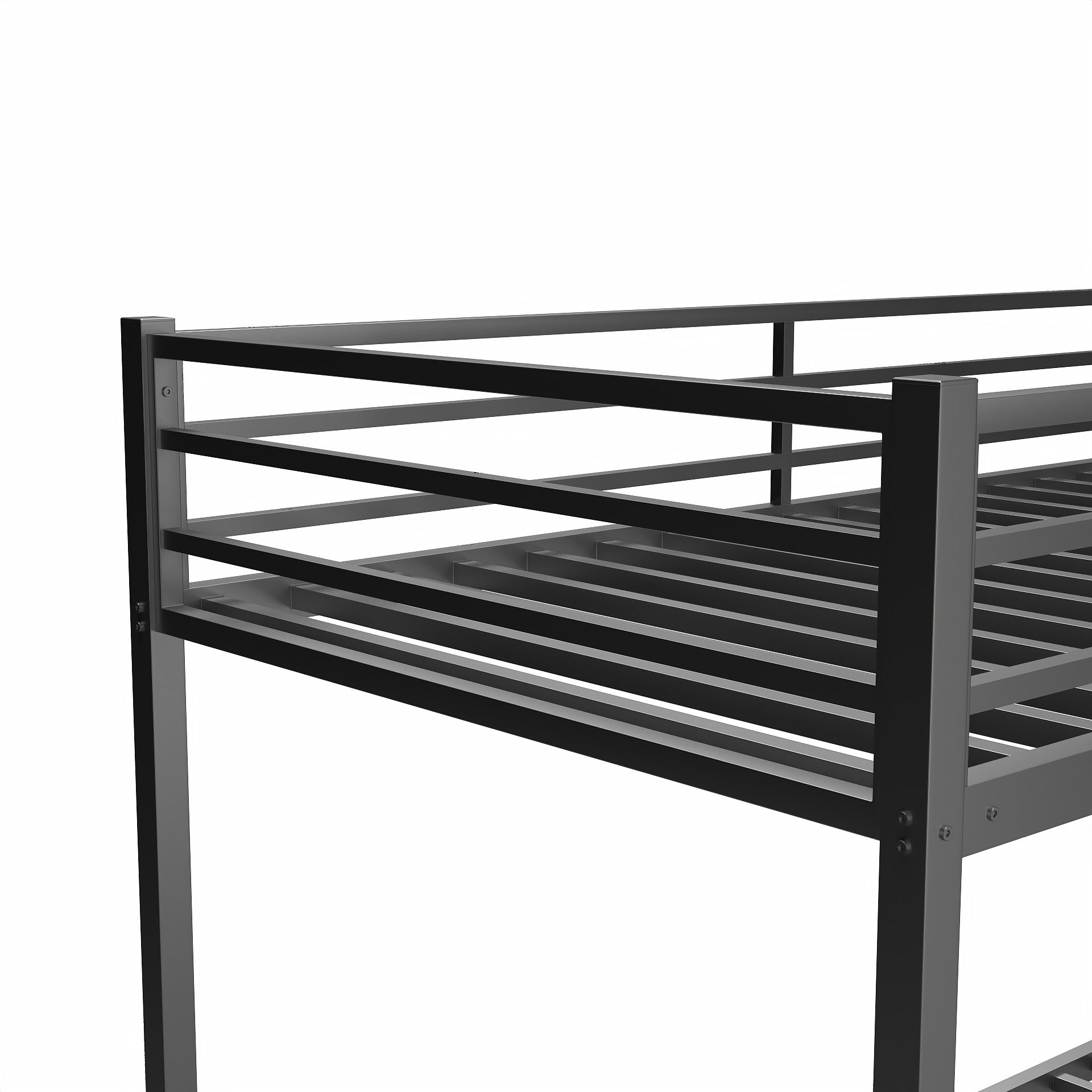 Metal Twin Over Full Bunk Bed Heavy Duty Sturdy Metal Noise Reduced Safety Guardrail No Box Spring Needed,Black Twin Black Metal Metal