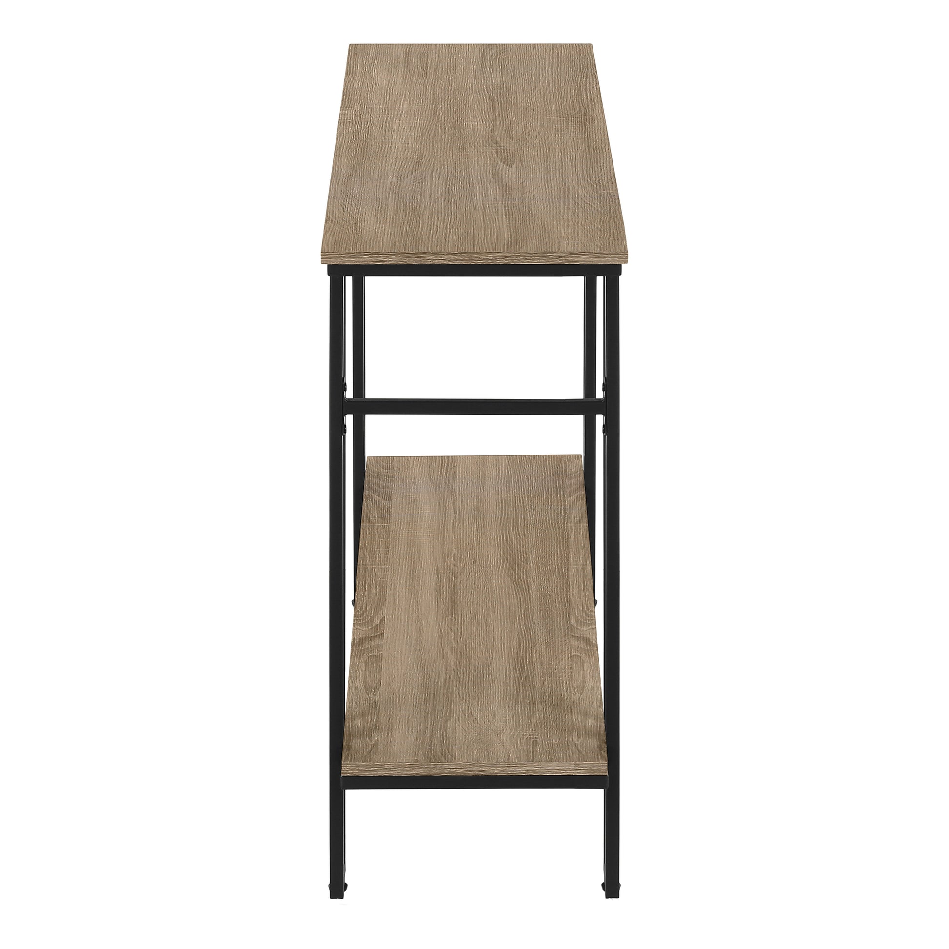 Accent Table, Console, Entryway, Narrow, Sofa, Living Room, Bedroom, Brown Laminate, Black Metal, Contemporary, Modern Taupe Metal