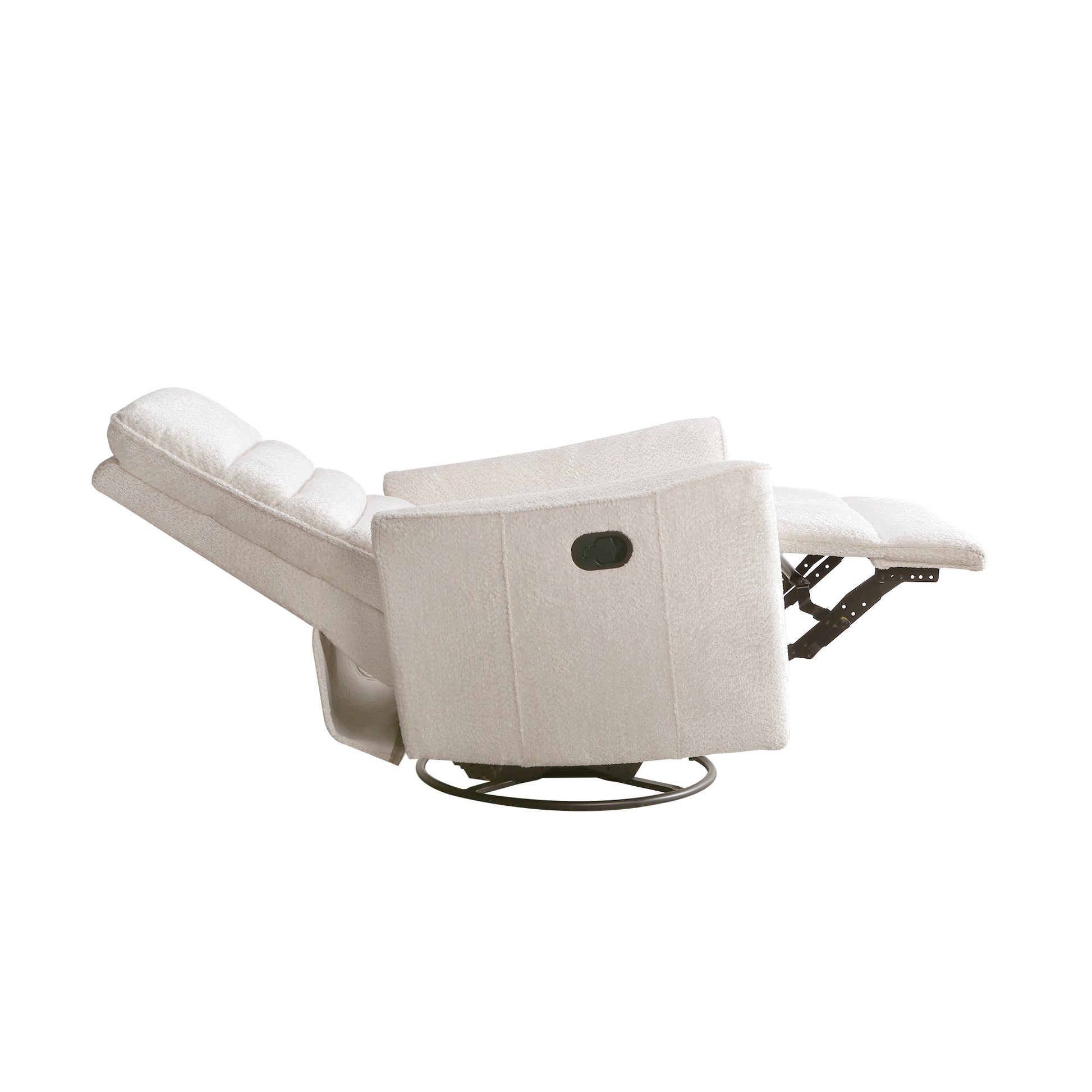 Aura Swivel Recliner In Ivory Chenille Ivory Upholstered