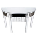 Mirrored Half Moon Console Table, Hd Glass Entryway Table With 1 Drawer, 39
