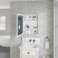 24'' W X 30'' H Bathroom Mirror Medicine Cabinet Wooden Door Medicine Cabinets For Bathroom, Wall Mounted Recessed Or Surface, Bathroom Mirror With Storage, Left Opening Door White Engineered Wood