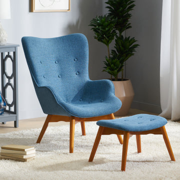 Contour Chair Set Blue Fabric