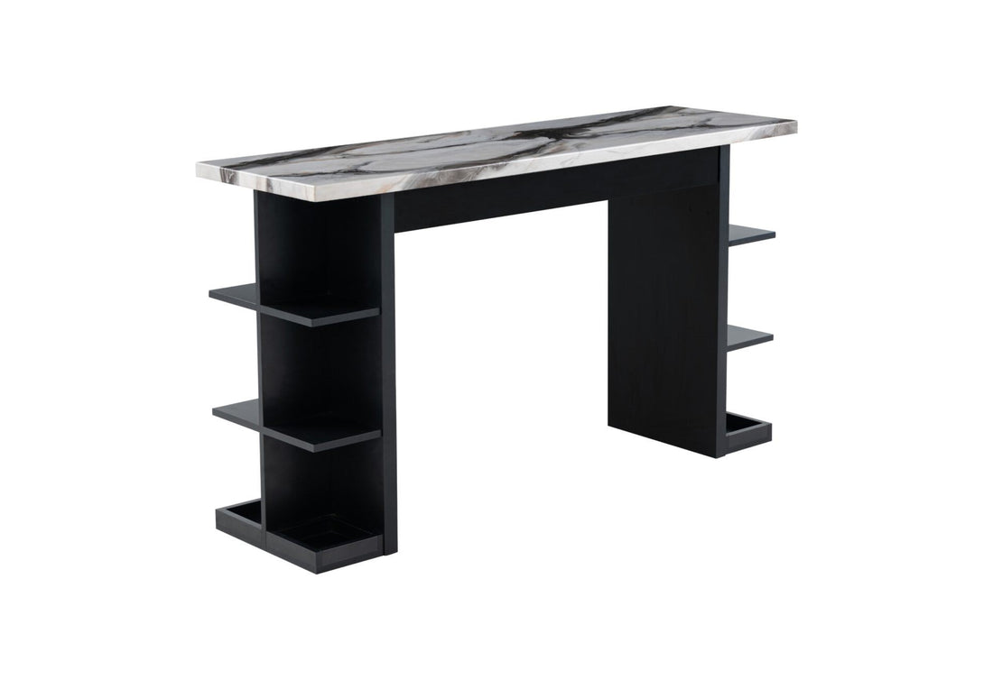 Reggie Console Sofa Table Black Primary Living Space Modern Rubberwood Shelves Rectangular Solid Wood Mdf Wood Pedestal