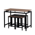 5 Piece Compact Bar Table Set With Table And Stools Modern Industrial Design, Space Saving Furniture For Dining Room And Breakfast Nook Dark Brown Dark Brown Mdf Steel