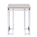 Natural Oak And Chrome End Table With Metal Sled Base Oak Primary Living Space Modern Square Wood Metal Sled
