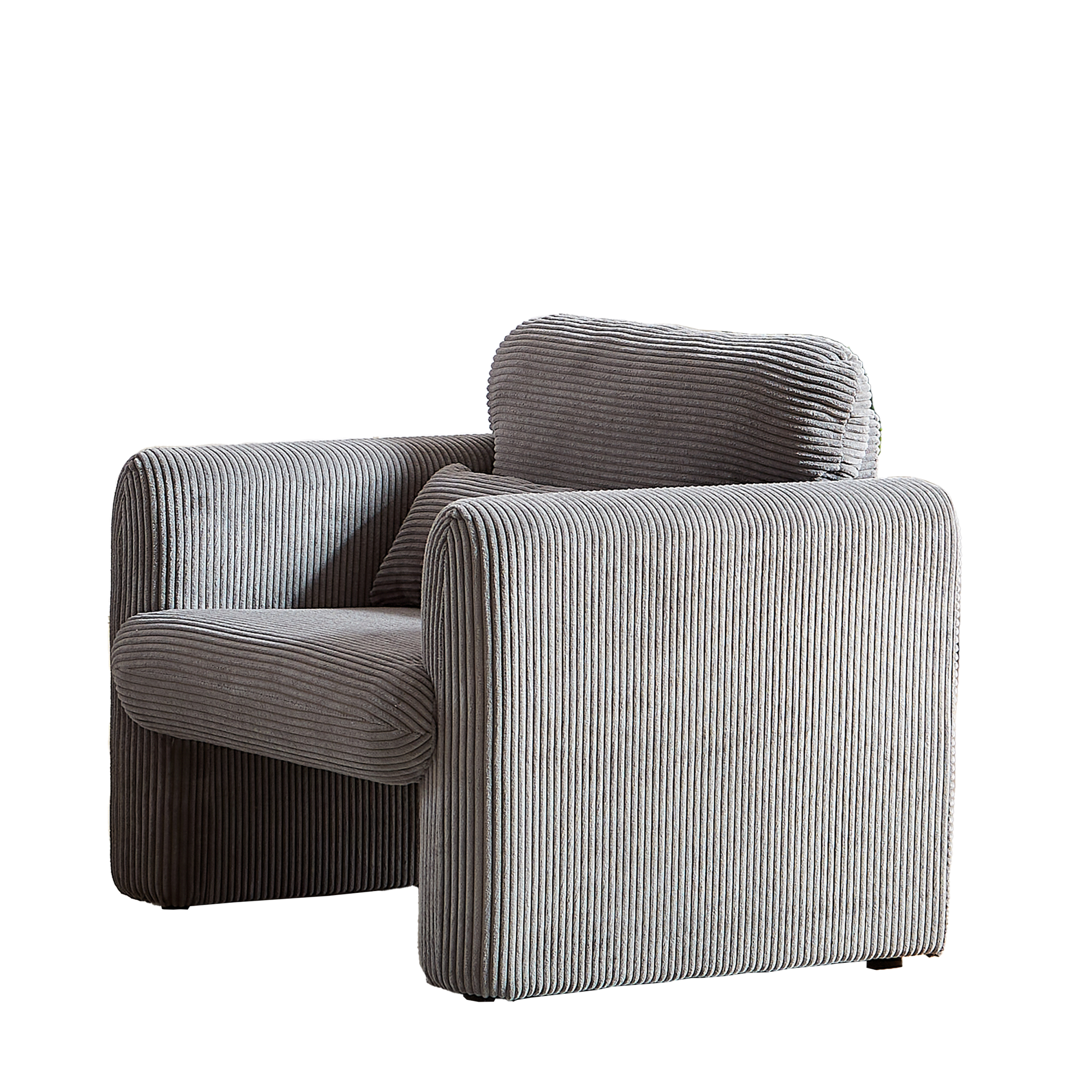 33"Corduroy Fabric Single Sofa, Modern Lounge Chairs Single Sofa With Support Pillowfor Apartment, Office, Living Room & Bedroom Grey Foam Corduroy 1 Seat