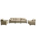 Warm And Cozy Sofa Set With Soft Cushions And Pillows, Home Theater Style Sofa Set Consisting Of A 3 Seater Sofa And Two Single Sofas In Tan Corduroy Fabric Tan Corduroy 5 Seat