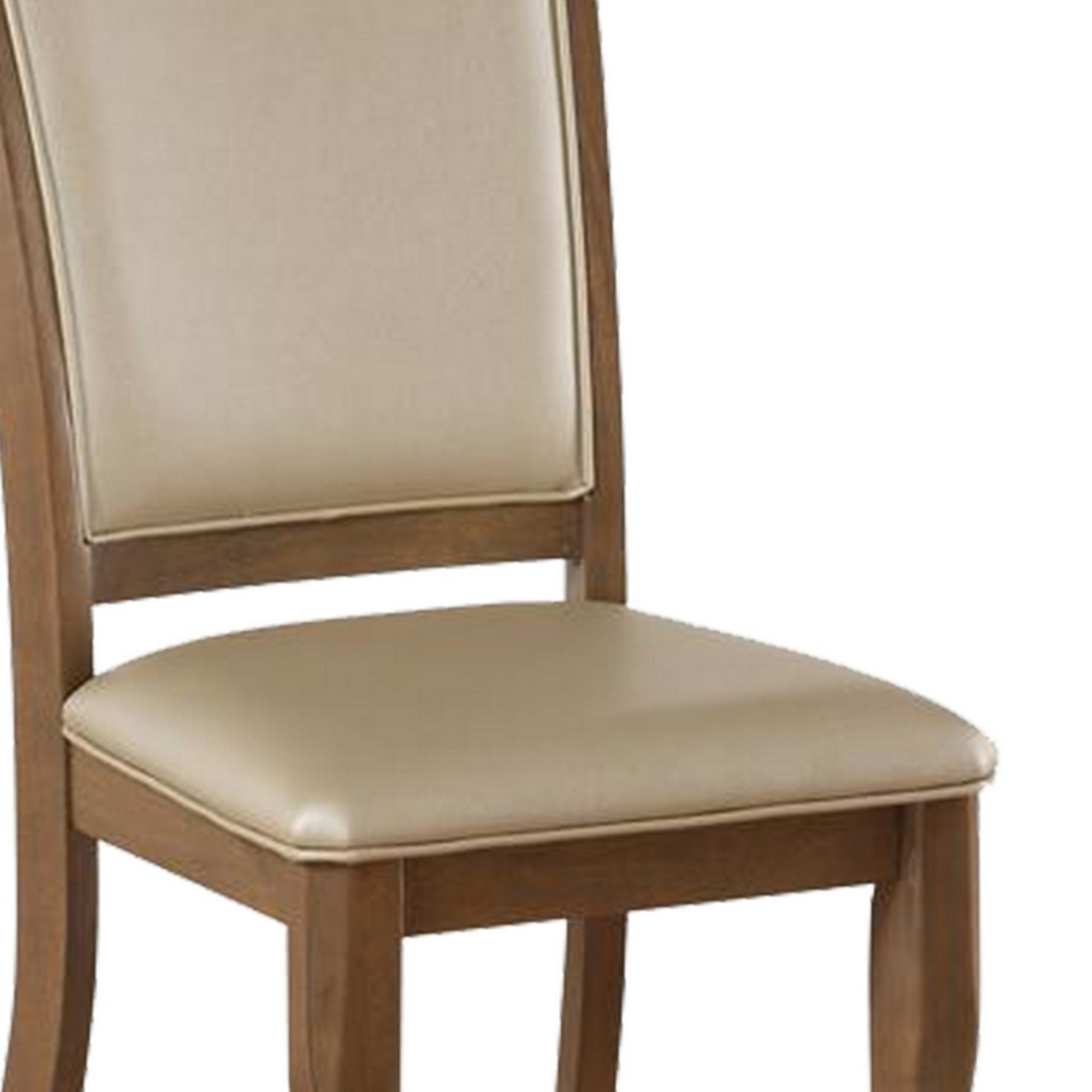 Dining Chair, Vegan Faux Leather With X Design, Set Of 2, Beige Beige Solid Wood