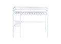 Twin High Loft Bed, Rubber Wood Loft Bed With Safety Guardrail, Built In Desk, Ladder,White Twin White Rubber Wood