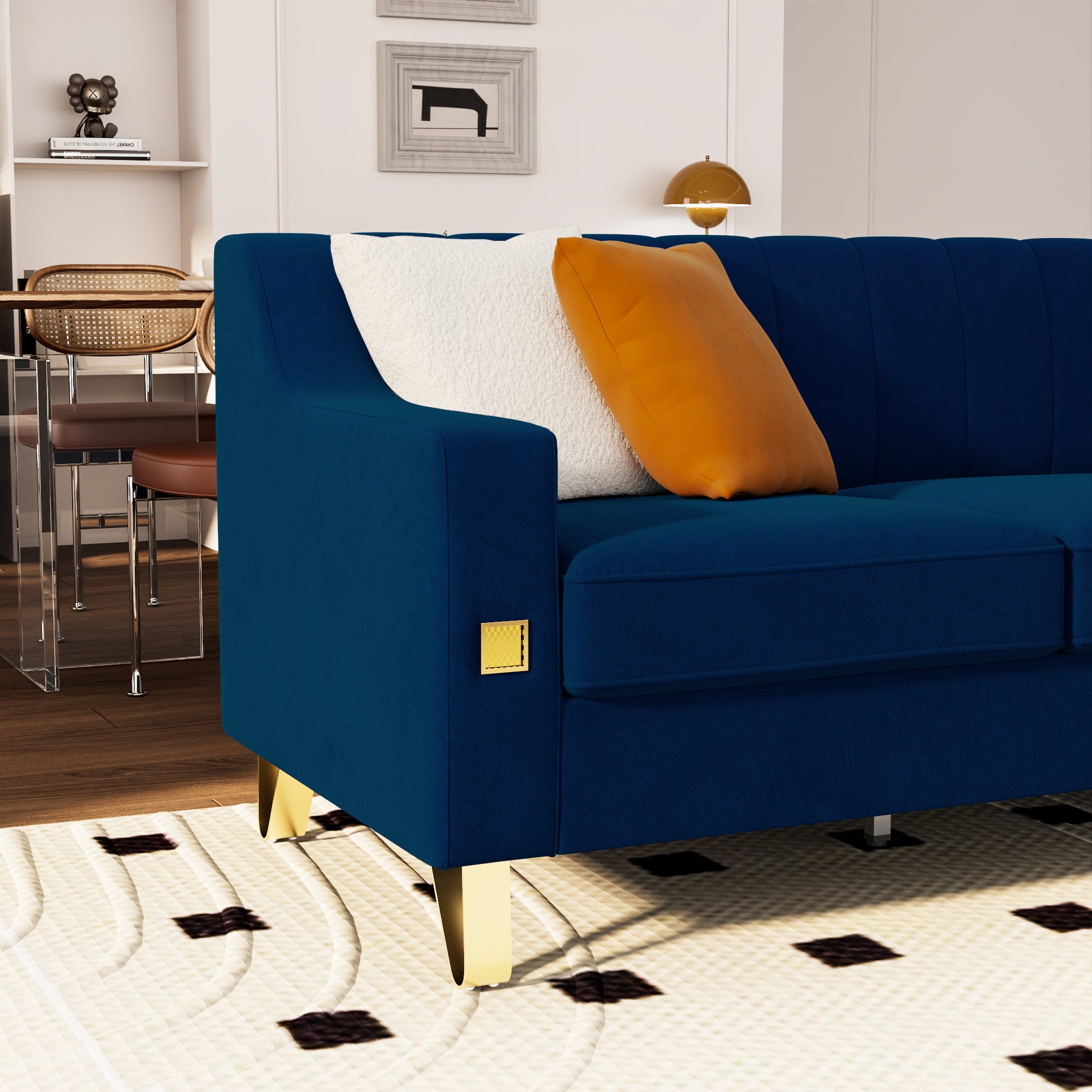 Fx P85 3S Bu 3 Seats Sofa Blue Velvet 3 Seat