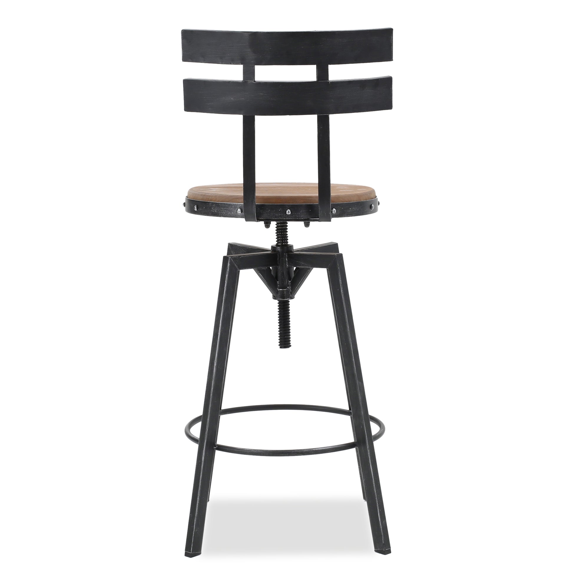 Metal Chair With Wooden Seat Antique Black Metal & Wood