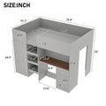 Wood Full Size Loft Bed With Built In Wardrobe, Desk, Storage Shelves And Drawers, Grey Expected Arrival Time: 9.8 Box Spring Not Required Full Grey Wood Bedroom Bed Frame Solid Wood Mdf