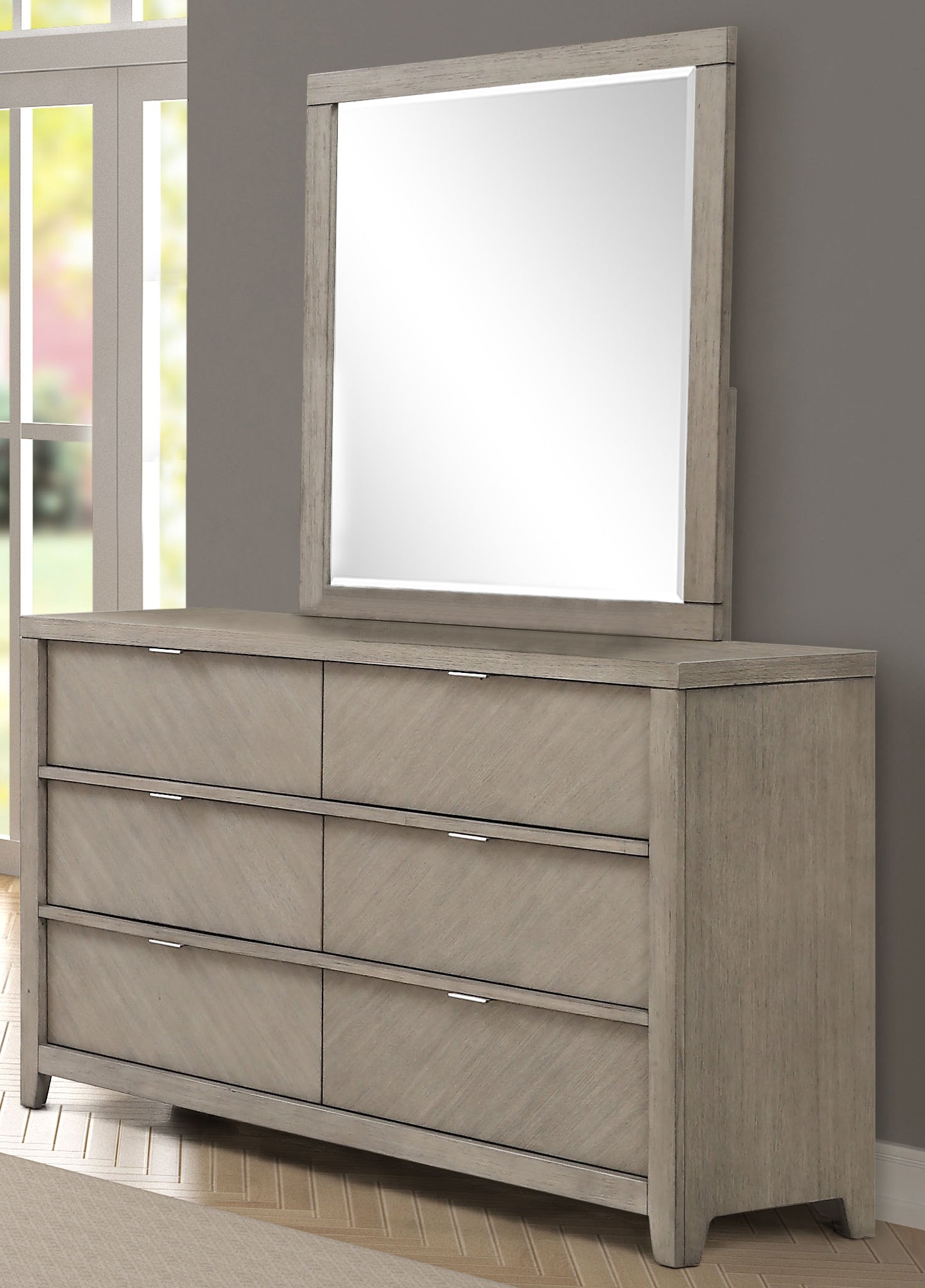 Mirror Light Gray Solid Wood Mdf Glass