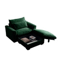 Green Corduroy Sofa Couch, Modular Couch With Storage Ottoman, Couch Deep Seat Couches For Modern Living Room Apartment Office Green Corduroy 1 Seat