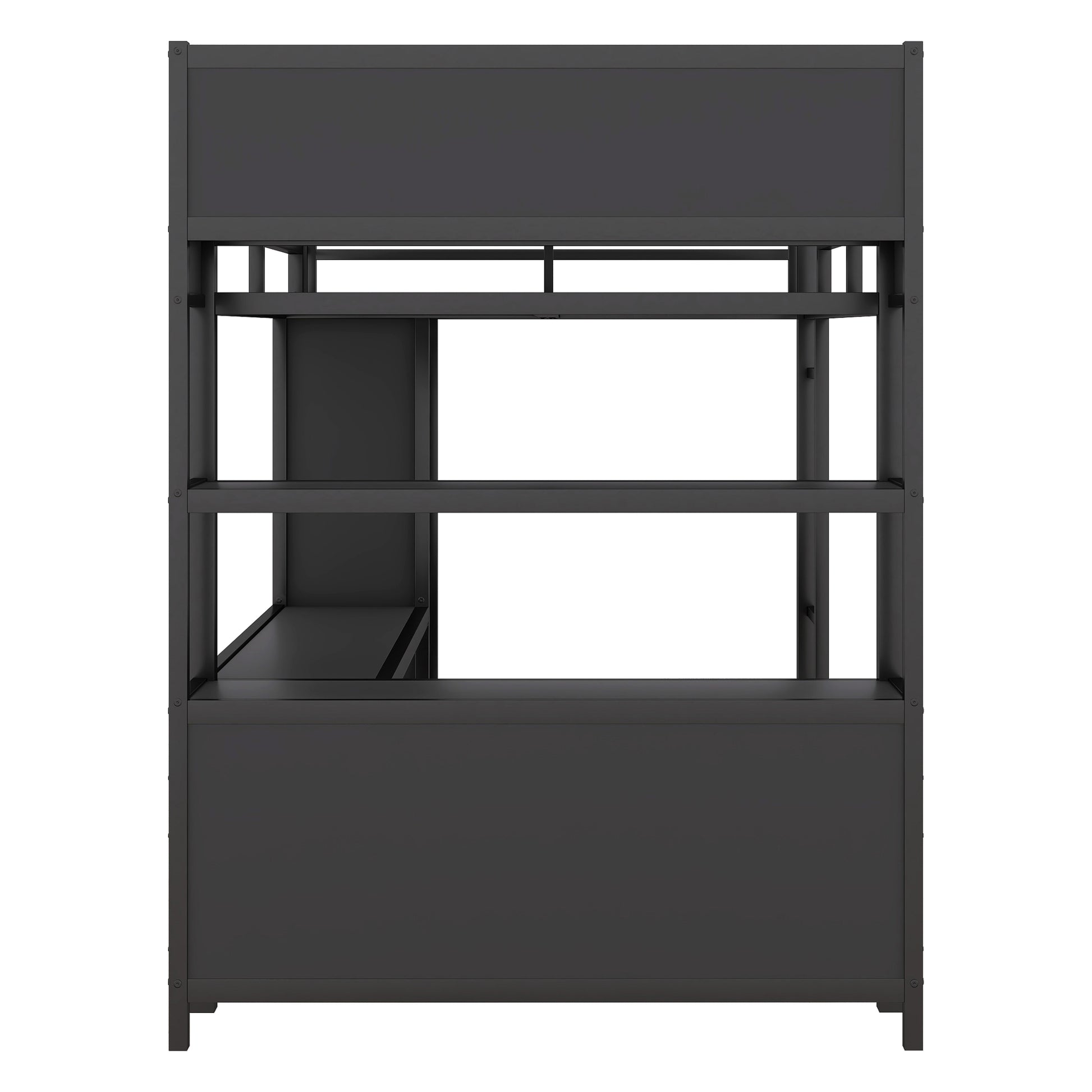 Metal Loft Bed With Wardrobe And L Shaped Desk, Full Size Loft Bed With Storage Cubes And Shelves, Heavy Duty Loft Bed For Kids Teens Adults, Black Pre Sale Date: August 10Th Full Black Metal