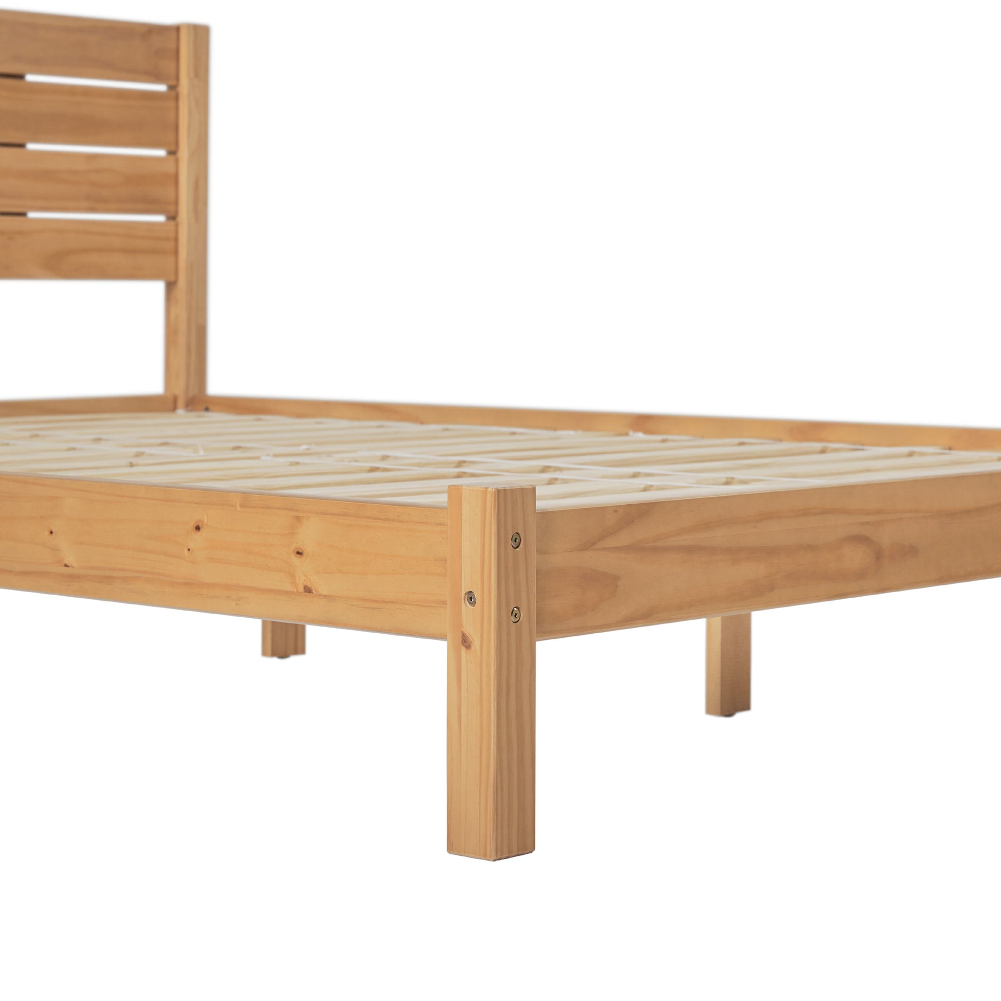 Modern Minimalist Boho Queen Bedframe Natural Pine Queen Natural Wood Pine Pine