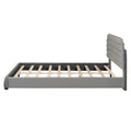 Queen Size Velvet Upholstered Platform Bed,Solid Frame And Stylish Curve Shaped Design, Gray Queen Gray Velvet