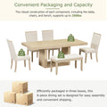 Contemporary 6 Piece 78Inch Extendable Pedestal Dining Table Set With 18Inch Removable Leaf And Dining Bench, 4 Upholstered Dining Chairs, Natural Wood Dining Room Solid Wood Rubberwood Rectangular Dining Table With Chair And Bench Upholstered Chair Wood