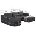 104.32*74.8 Modular Sectional Sofa Sleeper Couch, Sectional Sofa With Chaise And Ottoman, Convertible U Shaped Modular Sofa Set. Compressed Sponge, Dark Grey. Combo 2A 2B 2D Dark Grey Primary Living Space Soft Minimalist,Modern Foam Spring 6 Seat