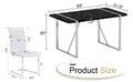 Table And Chair Set.A Rustic Industrial Rectangular Mdf Black Dining Table With Mdf Desktop And Electroplated Silver Metal Legs.Paried With 6 Chairs With Pu Cushion And Metal Legs. White Black Seats 6 Mdf Metal