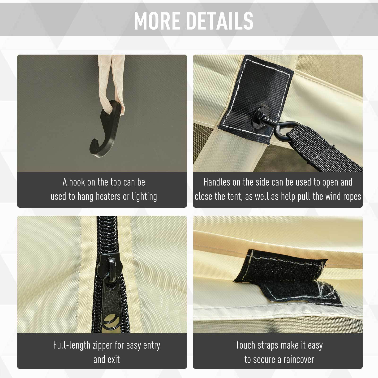 Outsunny Pop Up Camping Canopy Gazebo Screen Shelter Tent With Single Person Easy Set Up, Ventilating Mesh, Portable Carry Bag For Outdoor Camping Party Event, 7X7Ft, Beige Beige Polyester